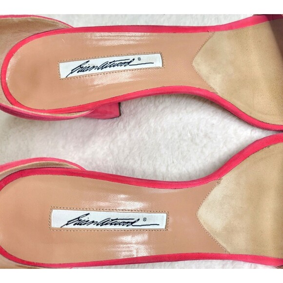 BRIAN ATWOOD Margo Sandal Pink Suede Block Heel sandals ankle strap Women's 41 - Picture 4 of 11
